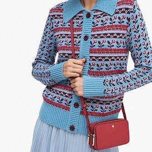 NWT - Kate Spade - Double-Zip Crossbody Bag Purse - Cerise (Bright pink) Leather